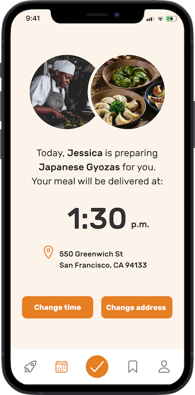 app - food card with ingedients listed  